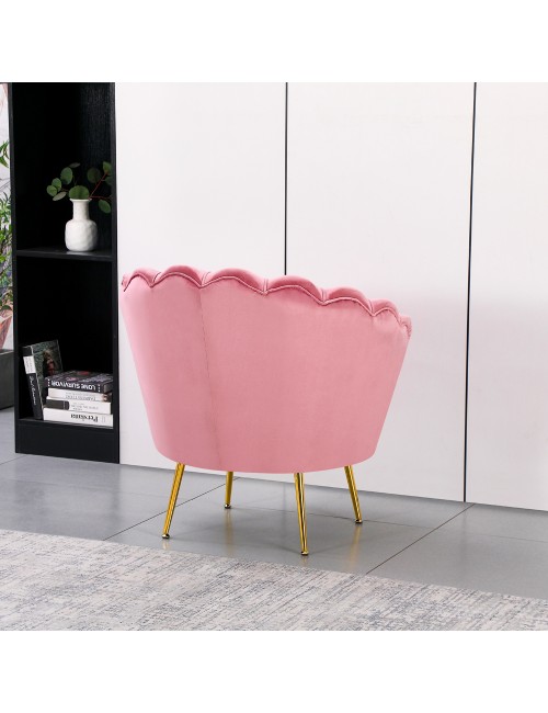 Poltrona Orel a Conchiglia in Velluto Rosa – Design Elegante e Avvolgente