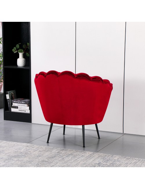 Poltrona Orel a Conchiglia in Velluto Rosso – Design Elegante e Avvolgente