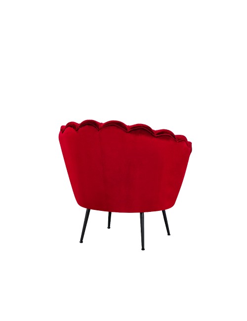 Poltrona Orel a Conchiglia in Velluto Rosso – Design Elegante e Avvolgente