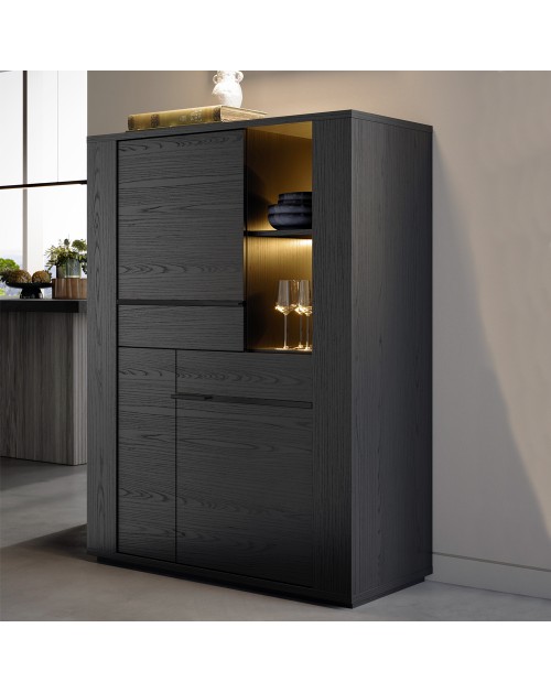 Vetrina credenza 2 ante nero Alce 117x49x157h