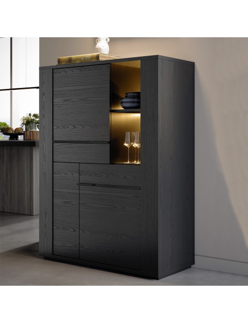 Vetrina Credenza 2 Ante Nero Alce 117x49x157h Prezzo