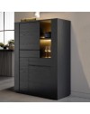 Vetrina credenza 2 ante nero Alce 117x49x157h
