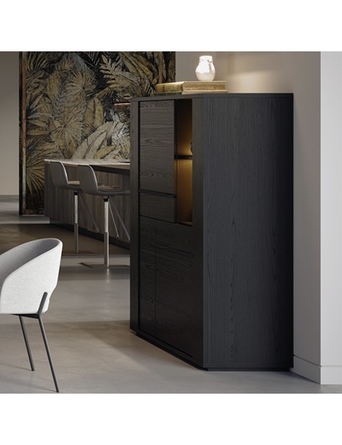 Vetrina Credenza 2 Ante Nero Alce 117x49x157h Prezzo