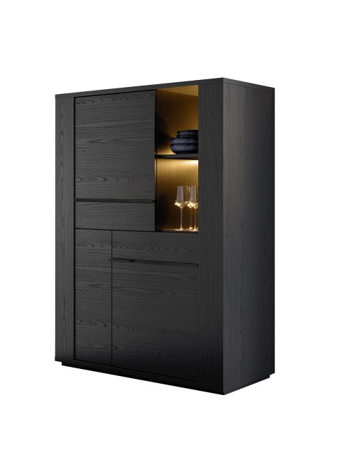 Vetrina Credenza 2 Ante Nero Alce 117x49x157h Prezzo