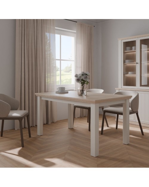Tavolo Allungabile Essenza Rovere e bianco 150/200 cm – Stile Classico Moderno