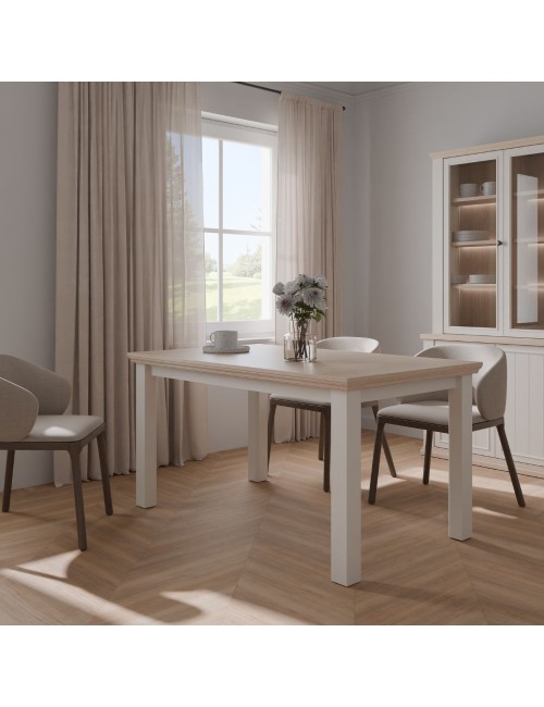 Tavolo Allungabile Essenza Rovere e bianco 150/200 cm – Stile Classico Moderno