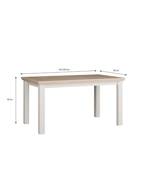 Tavolo Allungabile Essenza Rovere e bianco 150/200 cm – Stile Classico Moderno