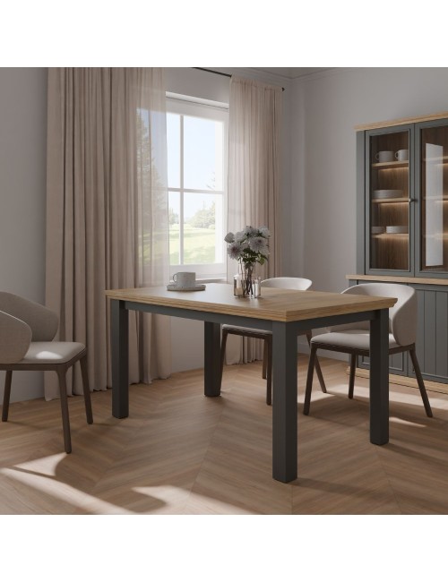 Tavolo Allungabile Essenza Rovere e Grigio Scuro 150/200 cm – Stile Classico Moderno