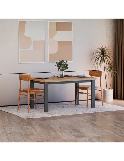 Tavolo Allungabile Essenza Rovere e Grigio Scuro 150/200 cm – Stile Classico Moderno