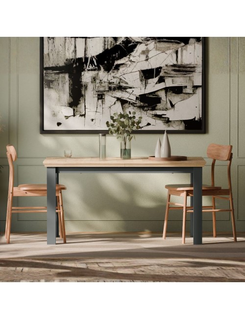 Tavolo Allungabile Essenza Rovere e Grigio Scuro 150/200 cm – Stile Classico Moderno