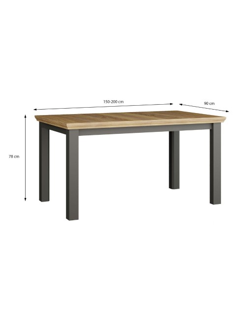 Tavolo Allungabile Essenza Rovere e Grigio Scuro 150/200 cm – Stile Classico Moderno