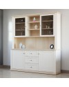 Vetrina Essenza 4 Ante, 3 Cassetti e Nicchie a Giorno bianco e Rovere – Stile Classico Moderno