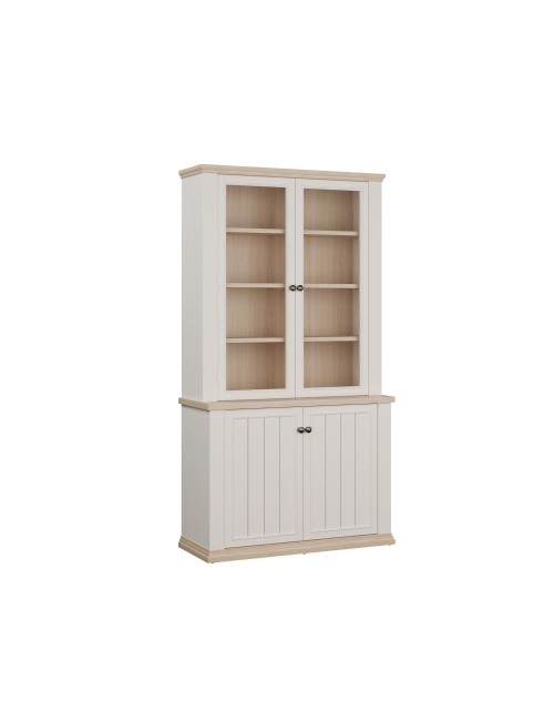 Vetrina Essenza 4 Ante Bianco e Rovere – Stile Classico Moderno