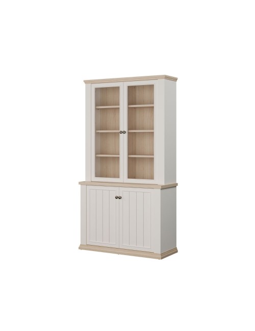Vetrina Essenza 4 Ante Bianco e Rovere – Stile Classico Moderno