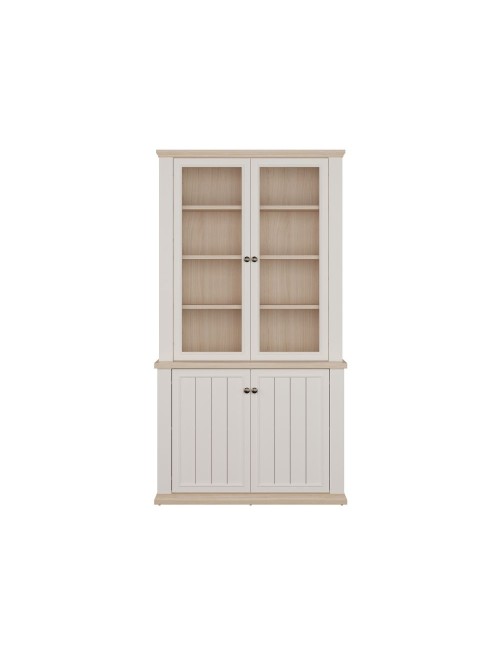Vetrina Essenza 4 Ante Bianco e Rovere – Stile Classico Moderno