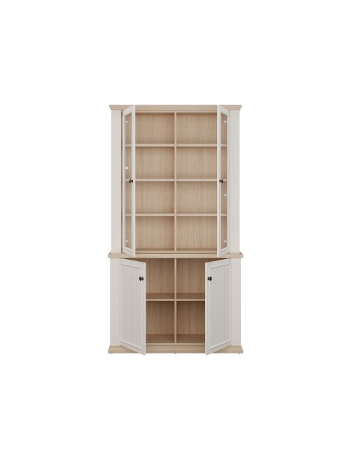 Vetrina Essenza 4 Ante Bianco e Rovere – Stile Classico Moderno