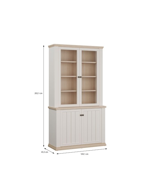 Vetrina Essenza 4 Ante Bianco e Rovere – Stile Classico Moderno
