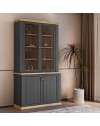 Vetrina Essenza 4 Ante Grigio scuro e Rovere – Stile Classico Moderno
