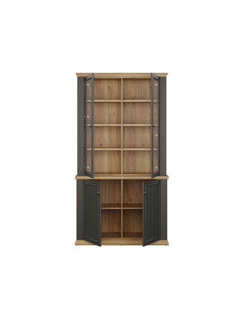 Vetrina Essenza 4 Ante Grigio scuro e Rovere – Stile Classico Moderno