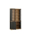 Vetrina Essenza 4 Ante Grigio scuro e Rovere – Stile Classico Moderno