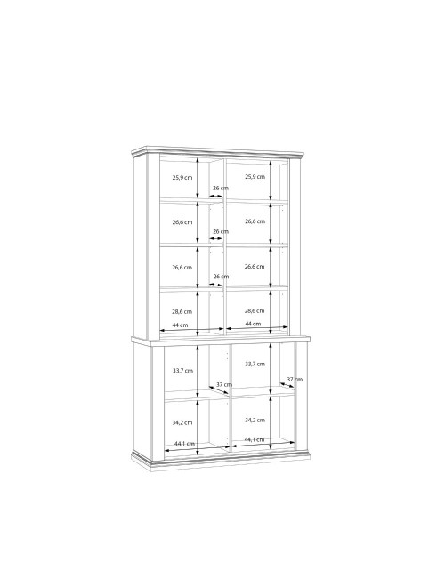 Vetrina Essenza 4 Ante Grigio scuro e Rovere – Stile Classico Moderno
