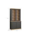 Vetrina Essenza 4 Ante Grigio scuro e Rovere – Stile Classico Moderno