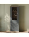 Vetrina Essenza 1 Anta Vetro e 1 Anta con Cassetto grigio scuro e Rovere 202 cm – Stile Classico