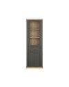 Vetrina Essenza 1 Anta Vetro e 1 Anta con Cassetto grigio scuro e Rovere 202 cm – Stile Classico