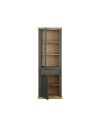Vetrina Essenza 1 Anta Vetro e 1 Anta con Cassetto grigio scuro e Rovere 202 cm – Stile Classico