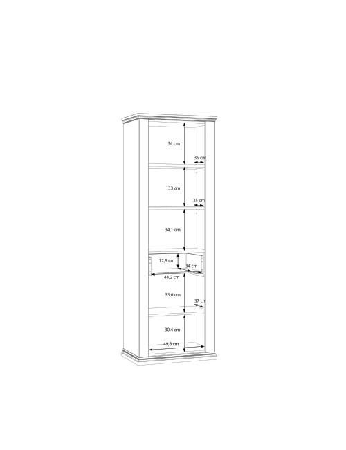 Vetrina Essenza 1 Anta Vetro e 1 Anta con Cassetto grigio scuro e Rovere 202 cm – Stile Classico