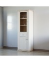 Vetrina Essenza 1 Anta Vetro e 1 Anta con Cassetto Bianco e Rovere 202 cm – Stile Classico