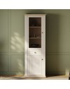 Vetrina Essenza 1 Anta Vetro e 1 Anta con Cassetto Bianco e Rovere 202 cm – Stile Classico
