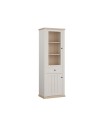 Vetrina Essenza 1 Anta Vetro e 1 Anta con Cassetto Bianco e Rovere 202 cm – Stile Classico
