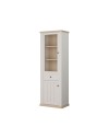 Vetrina Essenza 1 Anta Vetro e 1 Anta con Cassetto Bianco e Rovere 202 cm – Stile Classico