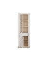 Vetrina Essenza 1 Anta Vetro e 1 Anta con Cassetto Bianco e Rovere 202 cm – Stile Classico