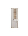 Vetrina Essenza 1 Anta Vetro e 1 Anta con Cassetto Bianco e Rovere 202 cm – Stile Classico