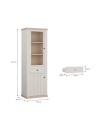 Vetrina Essenza 1 Anta Vetro e 1 Anta con Cassetto Bianco e Rovere 202 cm – Stile Classico