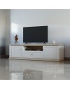 Porta TV Essenza 200 cm Bianco e Rovere con 2 Ante, Cassetto e Vano a giorno – Stile Classico Moderno