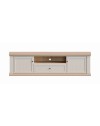 Porta TV Essenza 200 cm Bianco e Rovere con 2 Ante, Cassetto e Vano a giorno – Stile Classico Moderno