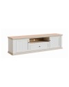 Porta TV Essenza 200 cm Bianco e Rovere con 2 Ante, Cassetto e Vano a giorno – Stile Classico Moderno