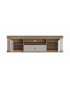 Porta TV Essenza 200 cm Bianco e Rovere con 2 Ante, Cassetto e Vano a giorno – Stile Classico Moderno