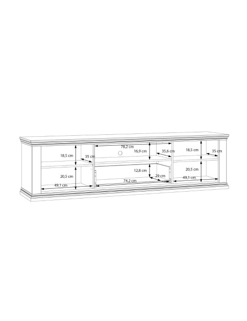 Porta TV Essenza 200 cm Bianco e Rovere con 2 Ante, Cassetto e Vano a giorno – Stile Classico Moderno