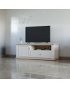Porta TV Essenza 150 cm Bianco e Rovere con Anta, Cassetto e Vano a Giorno – Stile Classico Moderno