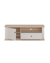 Porta TV Essenza 150 cm Bianco e Rovere con Anta, Cassetto e Vano a Giorno – Stile Classico Moderno