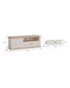 Porta TV Essenza 150 cm Bianco e Rovere con Anta, Cassetto e Vano a Giorno – Stile Classico Moderno