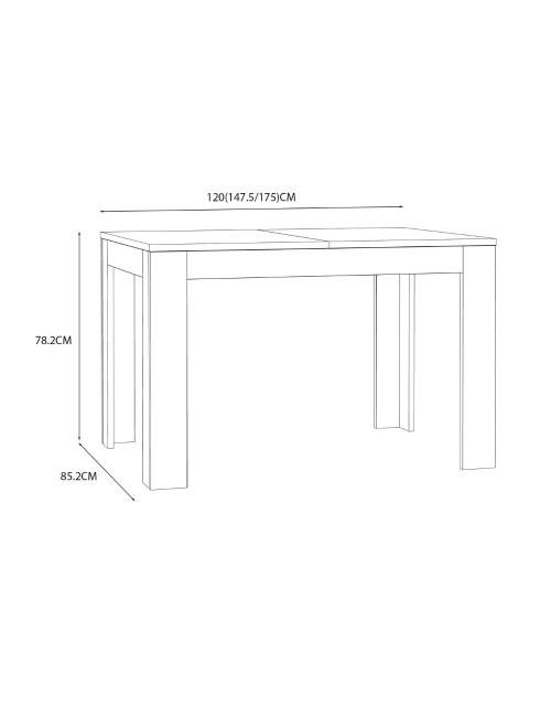 Tavolo Allungabile Neutra Rovere Medio 120/175 cm con Gambe Squadrate