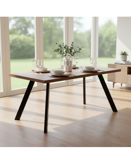 Tavolo da Pranzo Marburg 180×100 cm Rovere Noce e Acciaio Antracite – Design Industriale