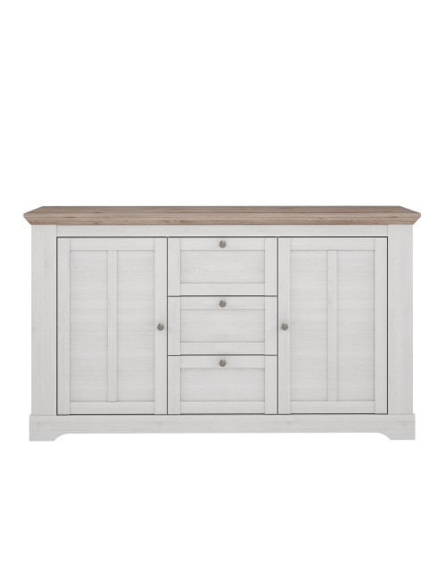 Madia Forma 2 Ante e 3 Cassetti Rovere Bianco Neve e Olmo Scuro 160 cm – Eleganza Contemporanea