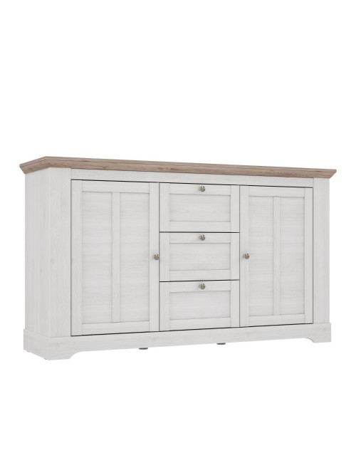 Madia Forma 2 Ante e 3 Cassetti Rovere Bianco Neve e Olmo Scuro 160 cm – Eleganza Contemporanea