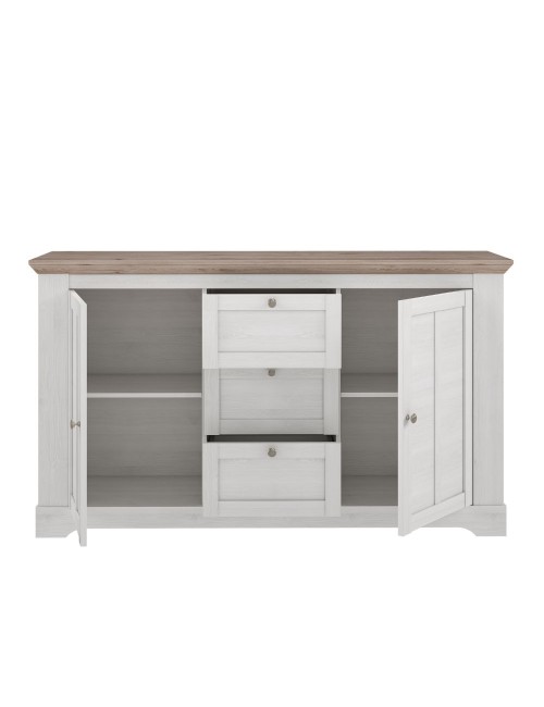 Madia Forma 2 Ante e 3 Cassetti Rovere Bianco Neve e Olmo Scuro 160 cm – Eleganza Contemporanea